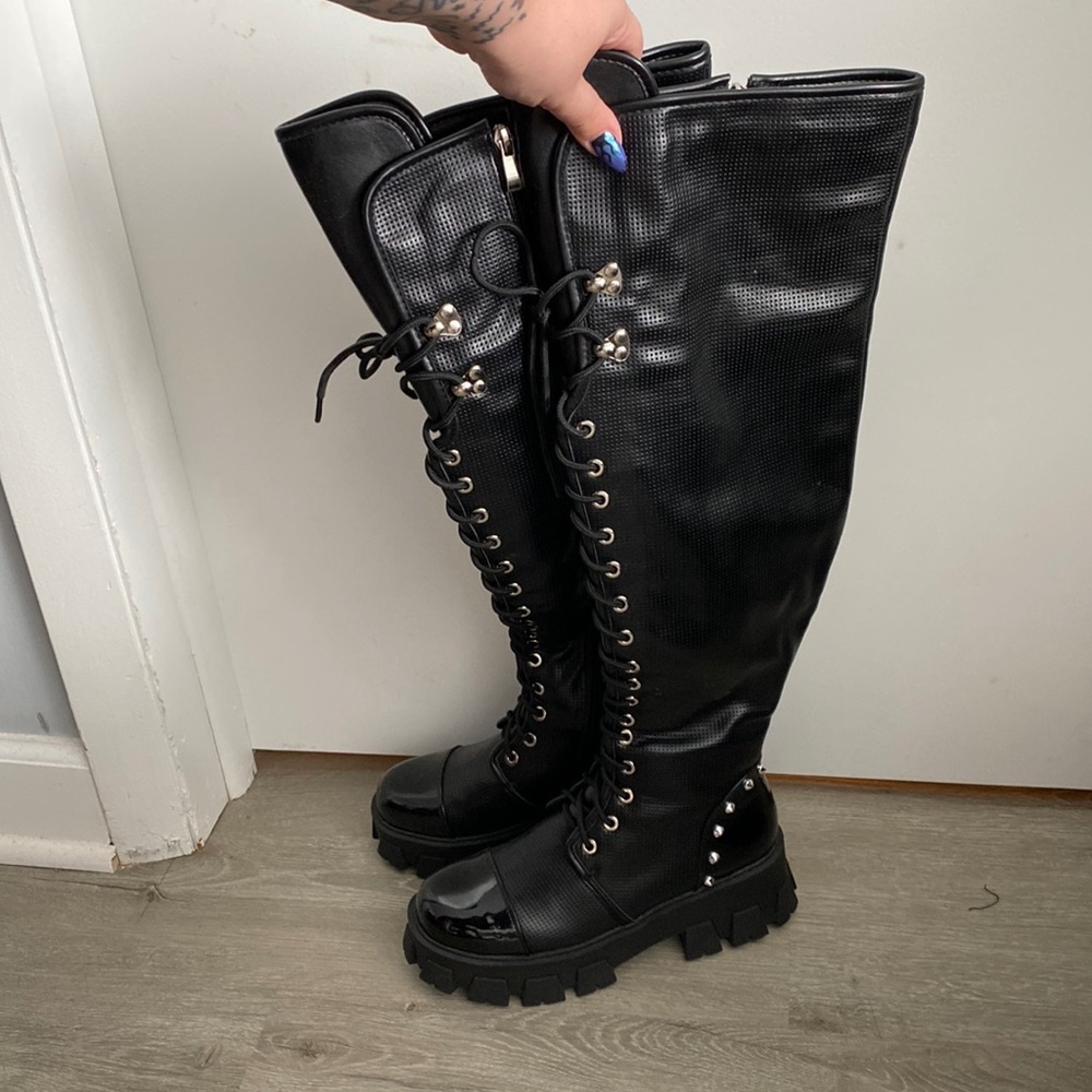 Akira Over-The-Knee Faux Leather Boots, Like New